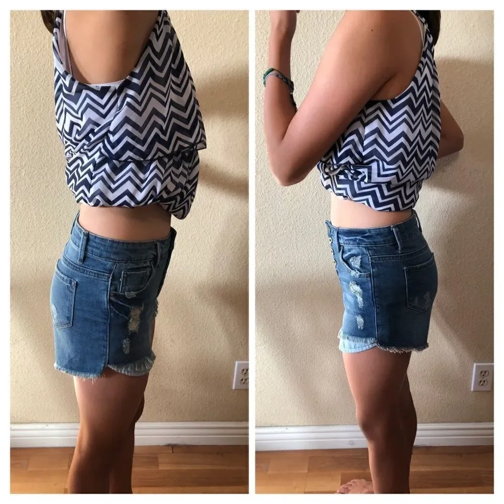 Tractr High Waist Button Up Shorts Big Girls Sz 16